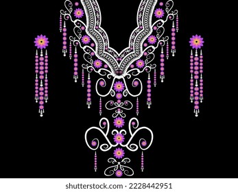 Oriental trendy flower necklace designs that fashion ladies must use for these, those,traditional necklace,necklace ethnic patterns,fabric textile design,geometric ethnic,neckline embroidery style.