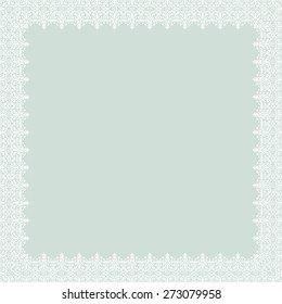 Oriental vector abstract frame with arabesque and floral pattern. Blue and white colors