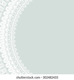 Oriental vector abstract frame with arabesques and floral elements. Fine greeting card. Blue and white colors