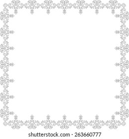 Oriental vector abstract grey frame with arabesque and floral pattern