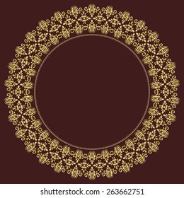 Oriental vector abstract round golden pattern with arabesque and floral pattern