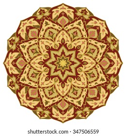 Oriental vector  beige mandala. Round design element for 
carpets, shawls, mosaic, tile and any surface. Template for 
ornament.