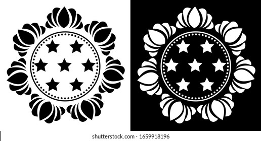 Orientale Vektorillustration schwarz-weiß mandala. Runddesign-Element für Teppiche, Schals und jede Oberfläche. Vorlage für Verzierungen. Filigree Kreismuster.