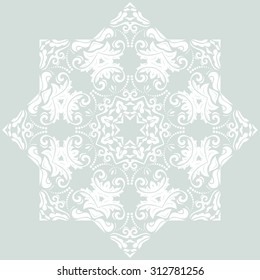 Oriental vector blue and white pattern with arabesques and floral elements. Traditional classic ornament