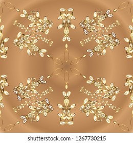 Oriental vector classic beige and brown and golden pattern. Seamless abstract background. Vector illustration.