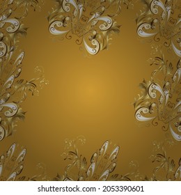 Oriental vector classic beige, yellow and brown and golden pattern. Seamless abstract background. Vector illustration.
