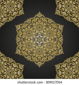 Oriental vector classic black and golden pattern. Seamless abstract background