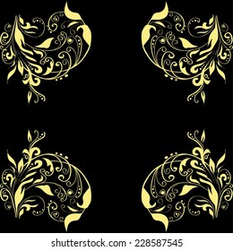 Oriental vector classic black, gray and green and golden pattern. Vector illustration. Seamless abstract background.