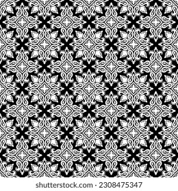 Oriental vector classic black and white pattern Seamless abstract background