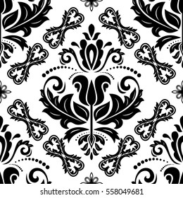 Oriental vector classic black and white pattern. Seamless abstract background with repeating elements. Orient background.