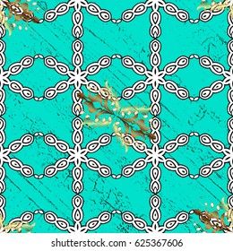 Oriental vector classic blue and golden pattern. Abstract background.