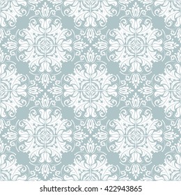 Oriental vector classic blue and white pattern. Seamless abstract background with repeating elements