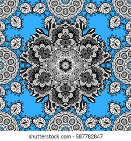Oriental vector classic blue and white pattern. Seamless abstract background. Vector illustration.