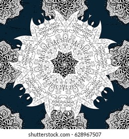 Oriental vector classic blue and white pattern. Seamless abstract background. Vector illustration.