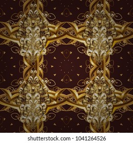 Oriental vector classic brown, beige and yellow and golden pattern. Seamless abstract background. Vector illustration.