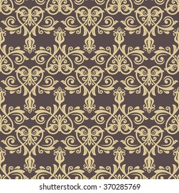 Oriental vector classic brown and golden pattern. Seamless abstract background