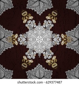 Oriental vector classic brown and golden pattern. Abstract background.