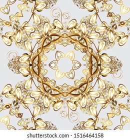 Oriental vector classic brown and gray and golden pattern. Abstract background.