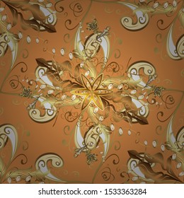 Oriental vector classic brown and orange and golden pattern. Vector illustration. Seamless abstract background.