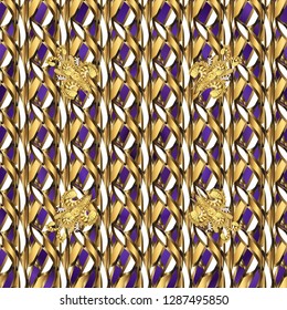 Oriental vector classic brown and white and golden pattern. Vector illustration. Seamless abstract background.