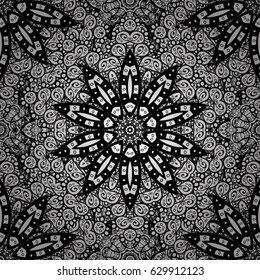 Oriental vector classic brown and white pattern. Seamless abstract background. Vector illustration.