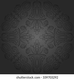 Oriental vector classic dark ornament with black outlines. Seamless abstract pattern