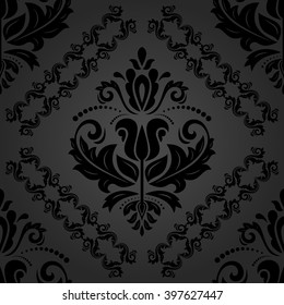 Oriental vector classic dark ornament. Seamless abstract background with repeating elements