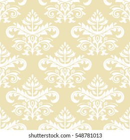 Oriental vector classic golden and white pattern. Seamless abstract background with repeating elements. Orient background.