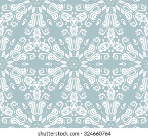 Oriental vector classic light blue and white pattern. Seamless abstract background