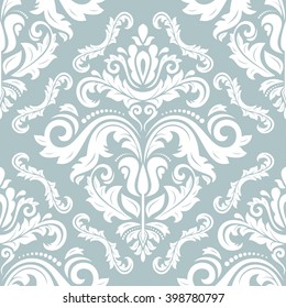 Oriental vector classic light blue and white ornament. Seamless abstract background with repeating elements