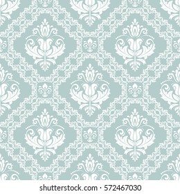 Oriental vector classic light blue and white pattern. Seamless abstract background with repeating elements. Orient background.