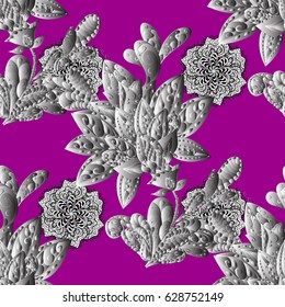 Oriental vector classic magenta and gray pattern. Seamless abstract background. Vector illustration.