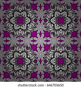 Oriental vector classic magenta and white pattern. Seamless abstract background. Vector illustration.
