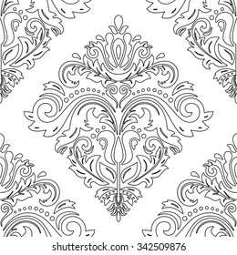 Oriental vector classic ornament with black ornament. Seamless abstract pattern.