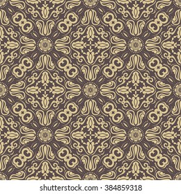 Oriental vector classic ornament. Seamless abstract brown and golden background