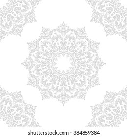 Oriental vector classic ornament. Seamless abstract light silver background