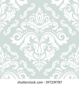 Oriental vector classic ornament. Seamless abstract background with repeating elements. Light blue and white wallpaper