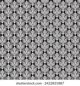 Oriental vector classic pattern. Seamless black and white abstract background with repeating elements square style vector