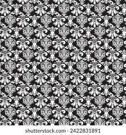 Oriental vector classic pattern. Seamless black and white abstract background with repeating elements square style vector