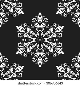 Oriental vector classic pattern. Seamless abstract background. Black and white colors