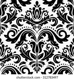 Oriental vector classic pattern. Seamless abstract background. Black and white Asian ornament