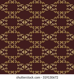 Oriental vector classic pattern. Seamless abstract brown and golden background