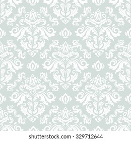 Oriental vector classic pattern. Seamless abstract light blue and white background
