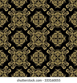 Oriental vector classic pattern. Seamless abstract black and golden background
