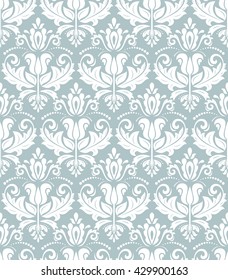 Oriental vector classic pattern. Seamless abstract background with repeating elements. Light blue and white pattern