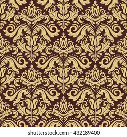 Oriental vector classic pattern. Seamless abstract background with repeating elements. Brown and golden pattern