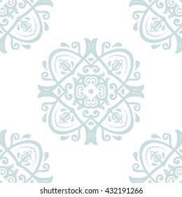 Oriental vector classic pattern. Seamless abstract background with repeating elements. Light, blue, white