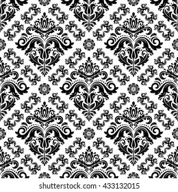 Oriental vector classic pattern. Seamless abstract background with repeating elements. Black and white pattern