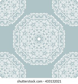 Oriental vector classic pattern. Seamless abstract background with repeating elements. Light blue and white pattern