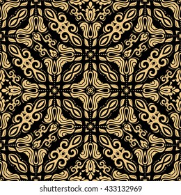 Oriental vector classic pattern. Seamless abstract background with repeating elements. Black and golden pattern